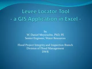 Levee Locator Tool - a GIS Application in Excel -