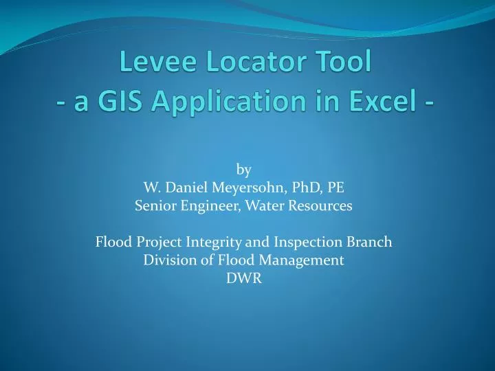 levee locator tool a gis application in excel