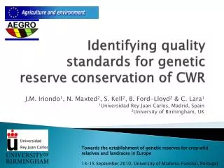 Identifying quality standards for genetic reserve conservation of CWR