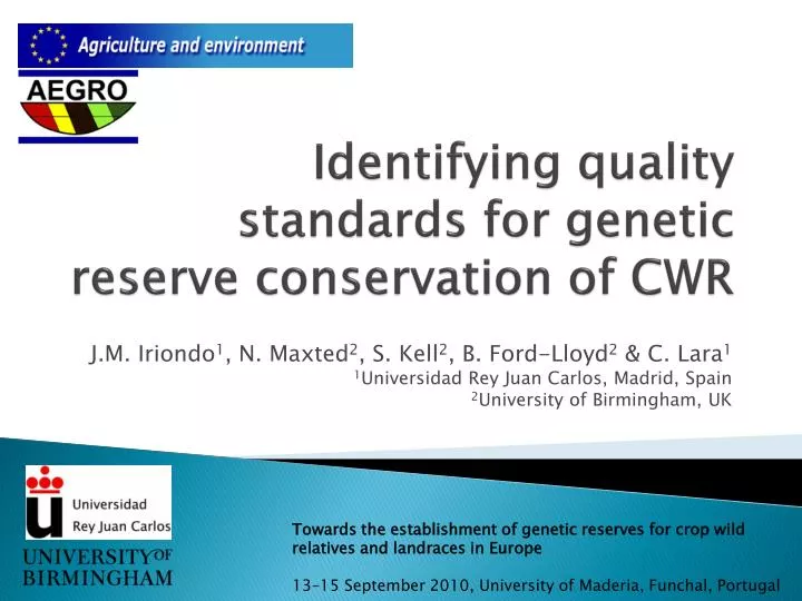 identifying quality standards for genetic reserve conservation of cwr