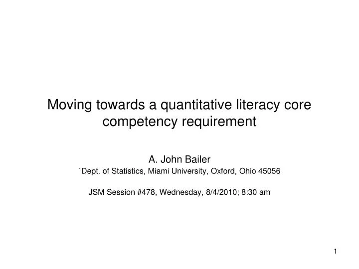 moving towards a quantitative literacy core competency requirement