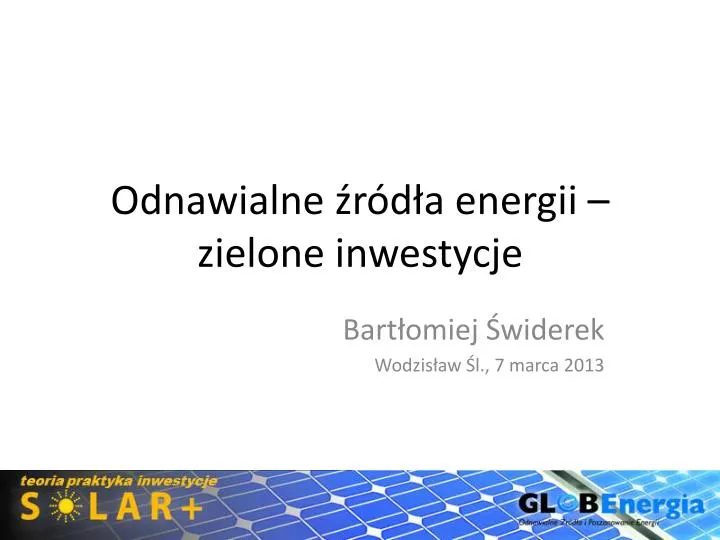odnawialne r d a energii zielone inwestycje