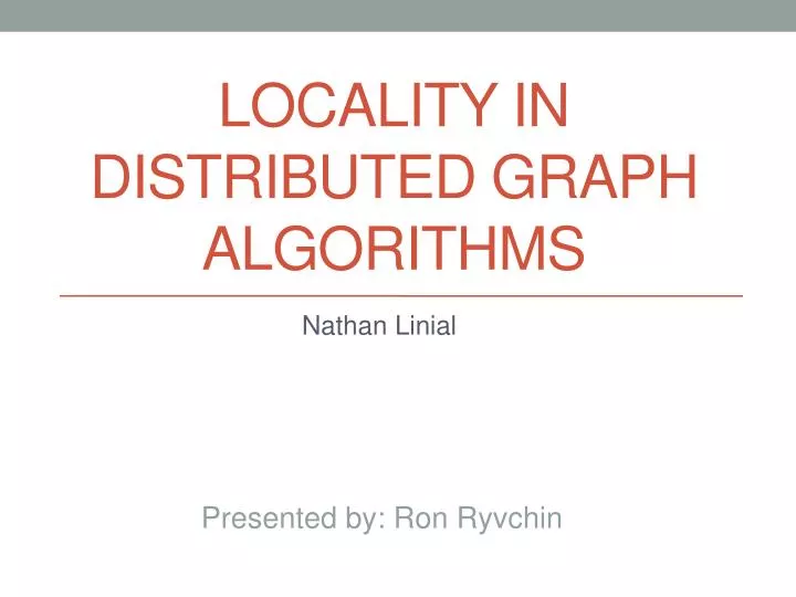 locality in distributed graph algorithms