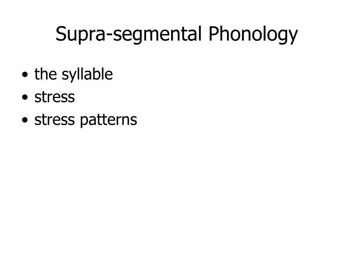 supra segmental phonology