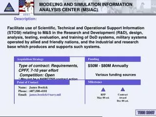 MODELING AND SIMULATION INFORMATION ANALYSIS CENTER (MSIAC)