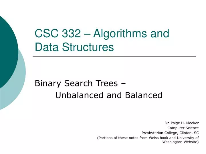 csc 332 algorithms and data structures