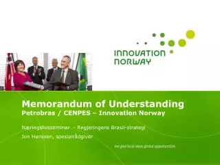 Memorandum of Understanding Petrobras / CENPES – Innovation Norway
