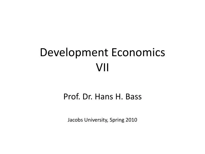 development economics vii