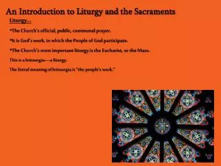 An Introduction to Liturgy and the Sacraments