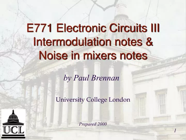 e771 electronic circuits iii intermodulation notes noise in mixers notes