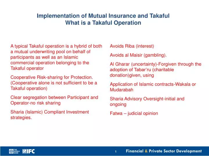 implementation of mutual insurance and t akaful what is a takaful operation