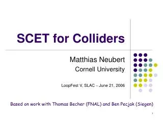 SCET for Colliders