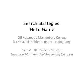 Search Strategies: Hi-Lo Game