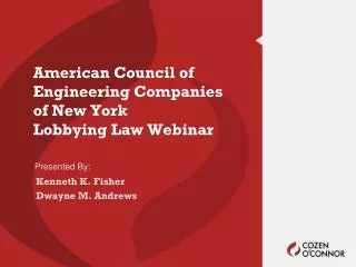 American Council of Engineering Companies of New York Lobbying Law Webinar