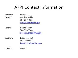 APPI Contact Information
