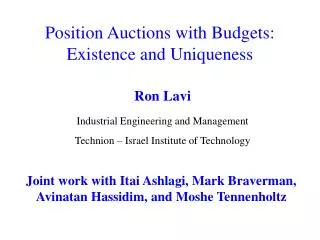 Position Auctions with Budgets: Existence and Uniqueness