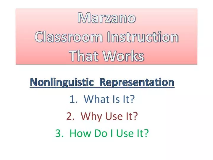 marzano classroom instruction that works