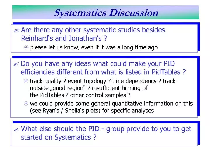 systematics discussion