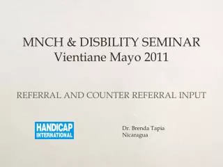 MNCH &amp; DISBILITY SEMINAR Vientiane Mayo 2011