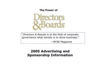 2005 Advertising and Sponsorship Information