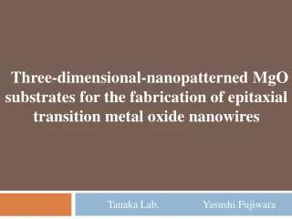 Tanaka Lab. 		 Yasushi Fujiwara