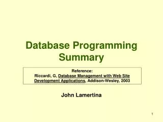 Database Programming Summary