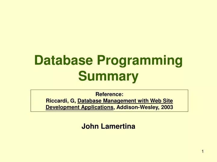database programming summary