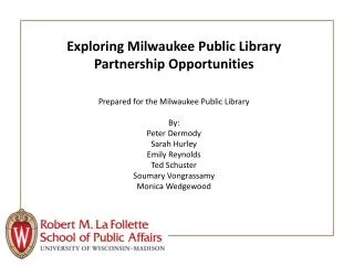 Exploring Milwaukee Public Library Partnership Opportunities