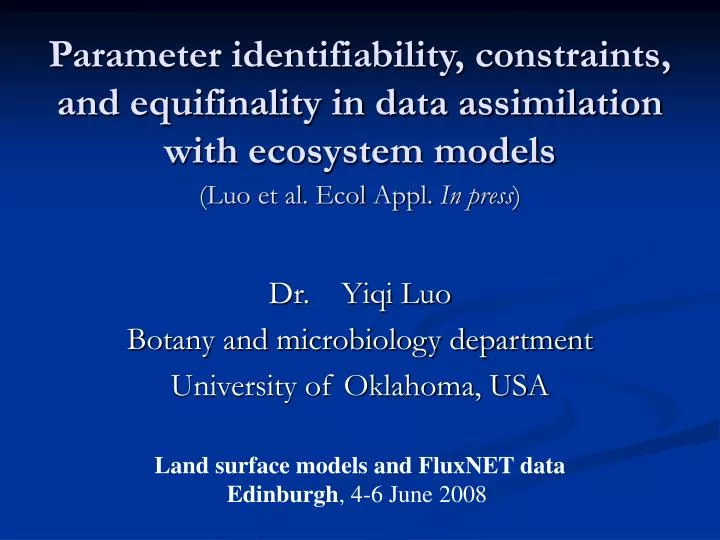 parameter identifiability constraints and equifinality in data assimilation with ecosystem models