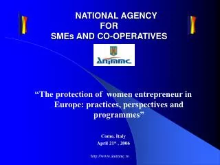 NATIONAL AGENCY FOR SMEs AND CO-OPERATIVES