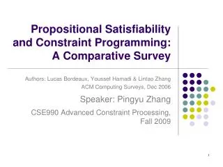 Propositional Satisfiability and Constraint Programming: A Comparative Survey