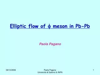 Elliptic flow of  meson in Pb-Pb