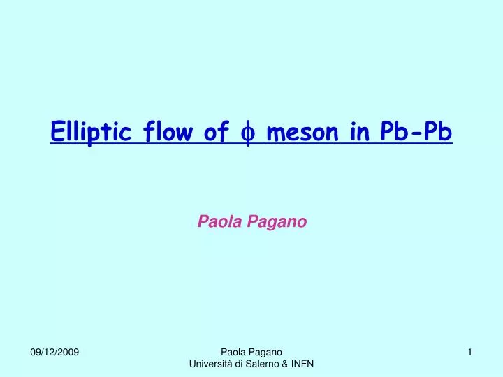 elliptic flow of meson in pb pb
