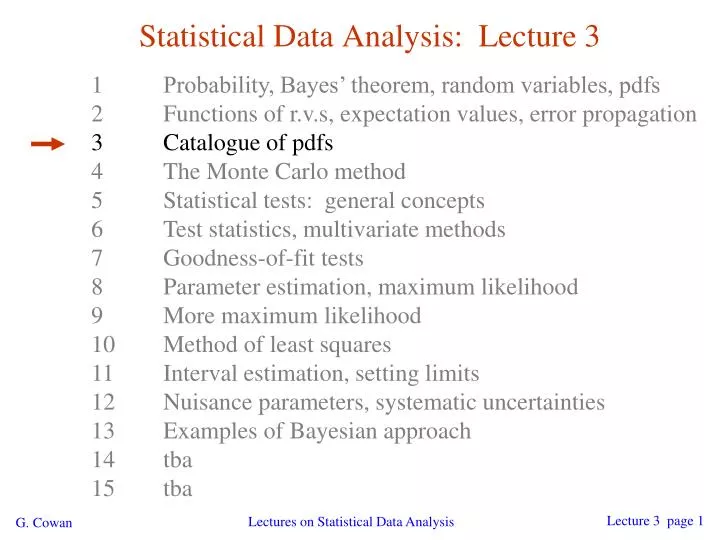 statistical data analysis lecture 3