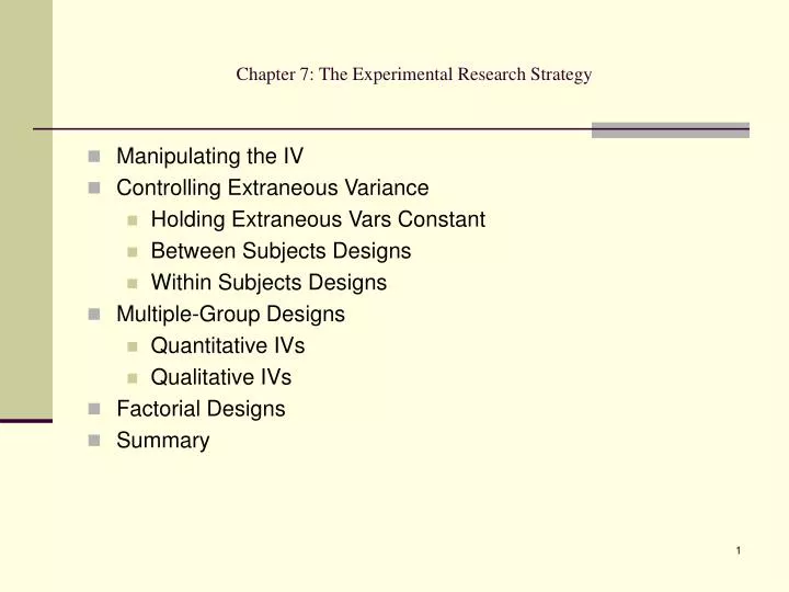 chapter 7 the experimental research strategy