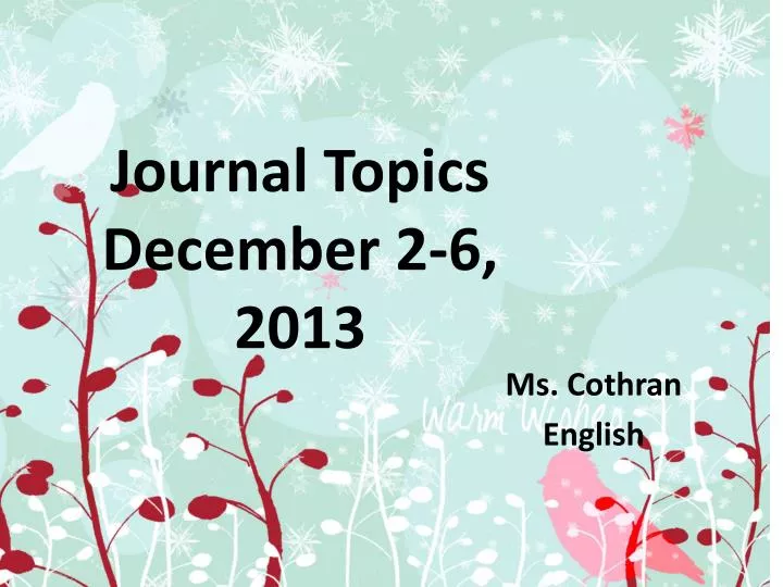 journal topics december 2 6 2013