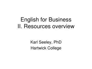 english for business ii resources overview