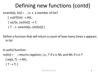 Defining new functions (contd)