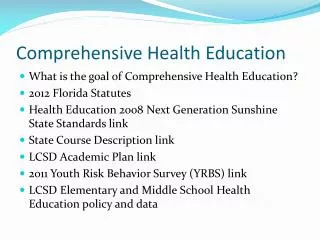 Comprehensive Health Education