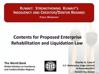 Contents for Proposed Enterprise Rehabilitation and Liquidation Law