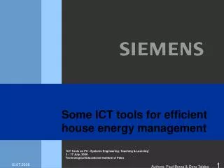 Some ICT tools for efficient house energy management