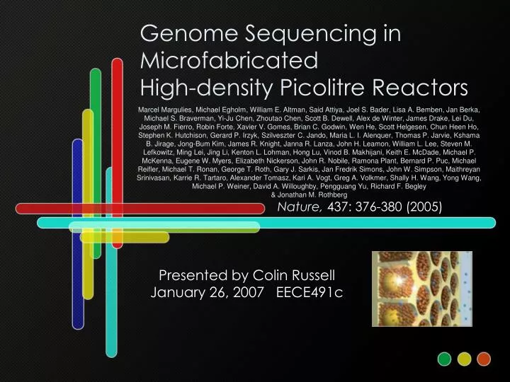 genome sequencing in microfabricated high density picolitre reactors