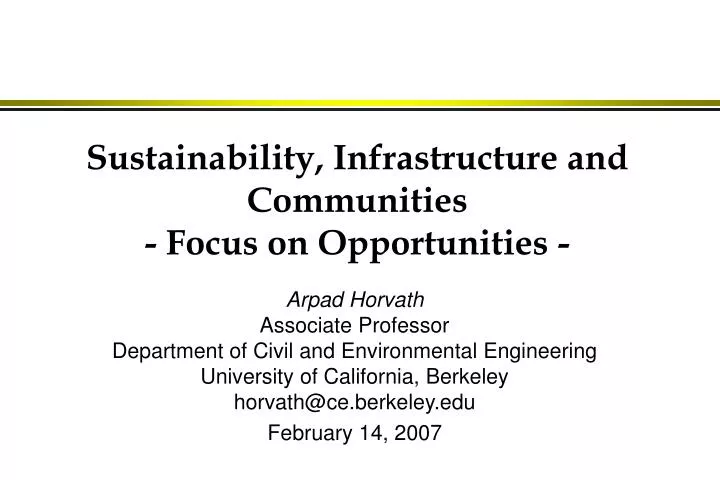 sustainability infrastructure and communities focus on opportunities