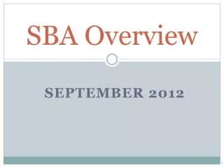 SBA Overview