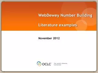 WebDewey Number Building Literature examples