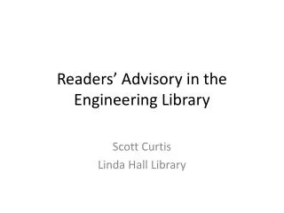 readers advisory in the engineering library