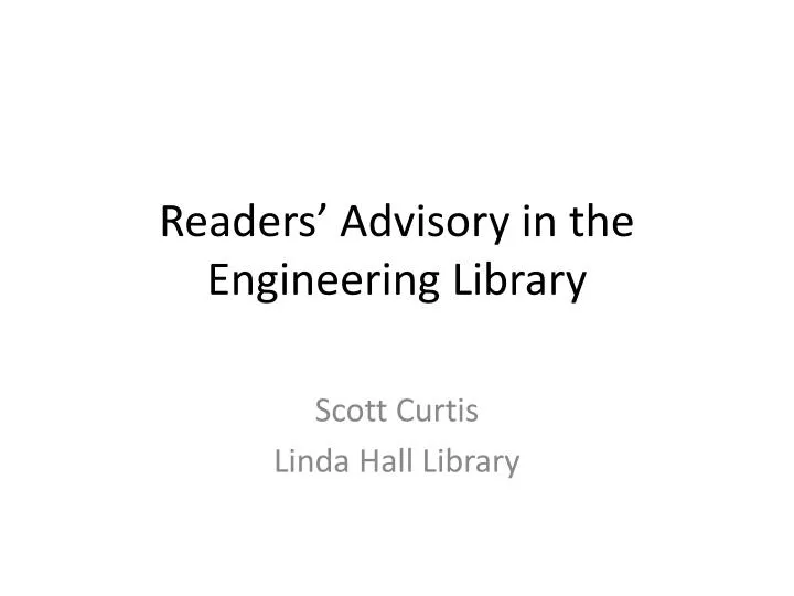 readers advisory in the engineering library