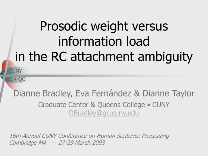 prosodic weight versus information load in the rc attachment ambiguity