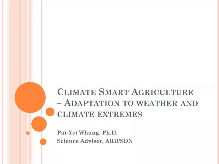 climate smart agriculture adaptation to weather and climate extremes