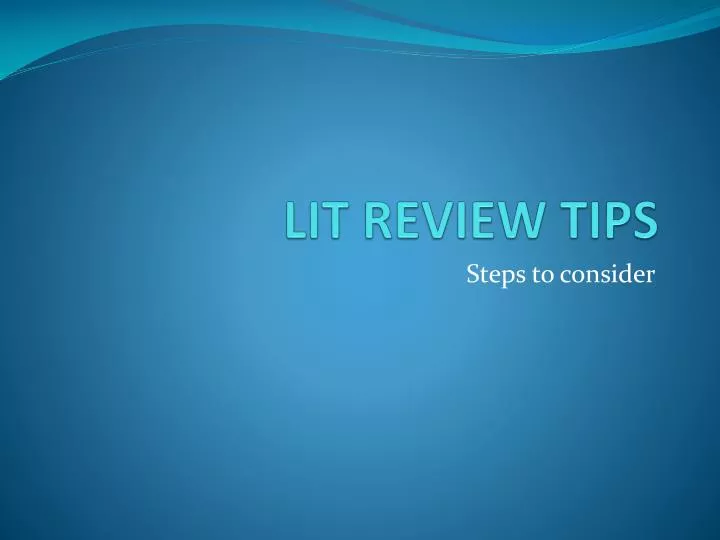 lit review tips